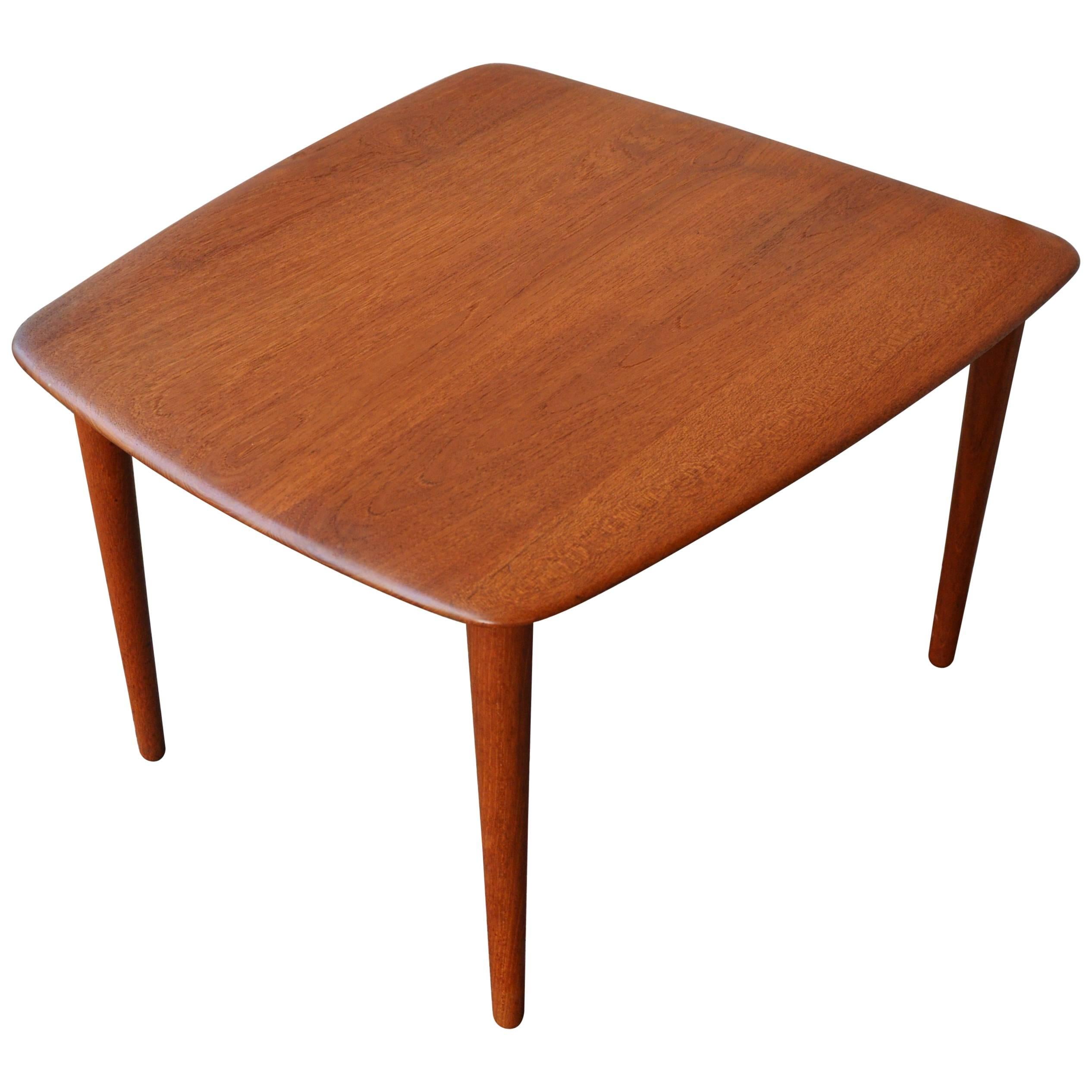 Rare Danish Modern Solid Teak Trapezoidal Side Table by Hvidt & Mølgaard-Nielsen