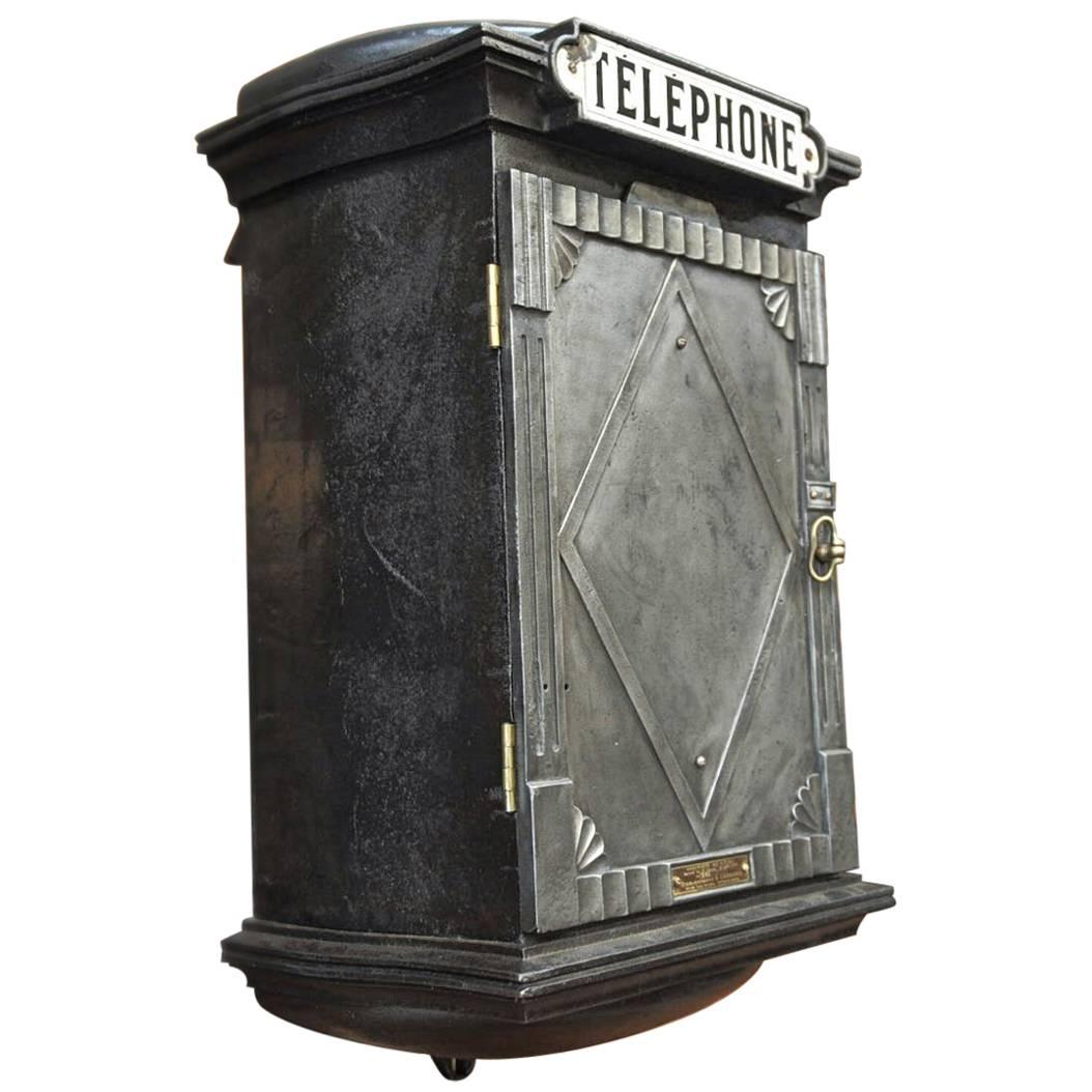French Art Deco Cast Iron Phone Box A.Lombard, 1930