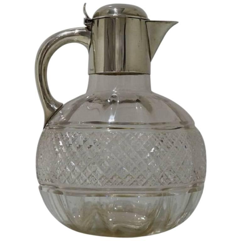Sterling Silver and Crystal Antique Victorian Claret Jug, Horace Woodward 
Co