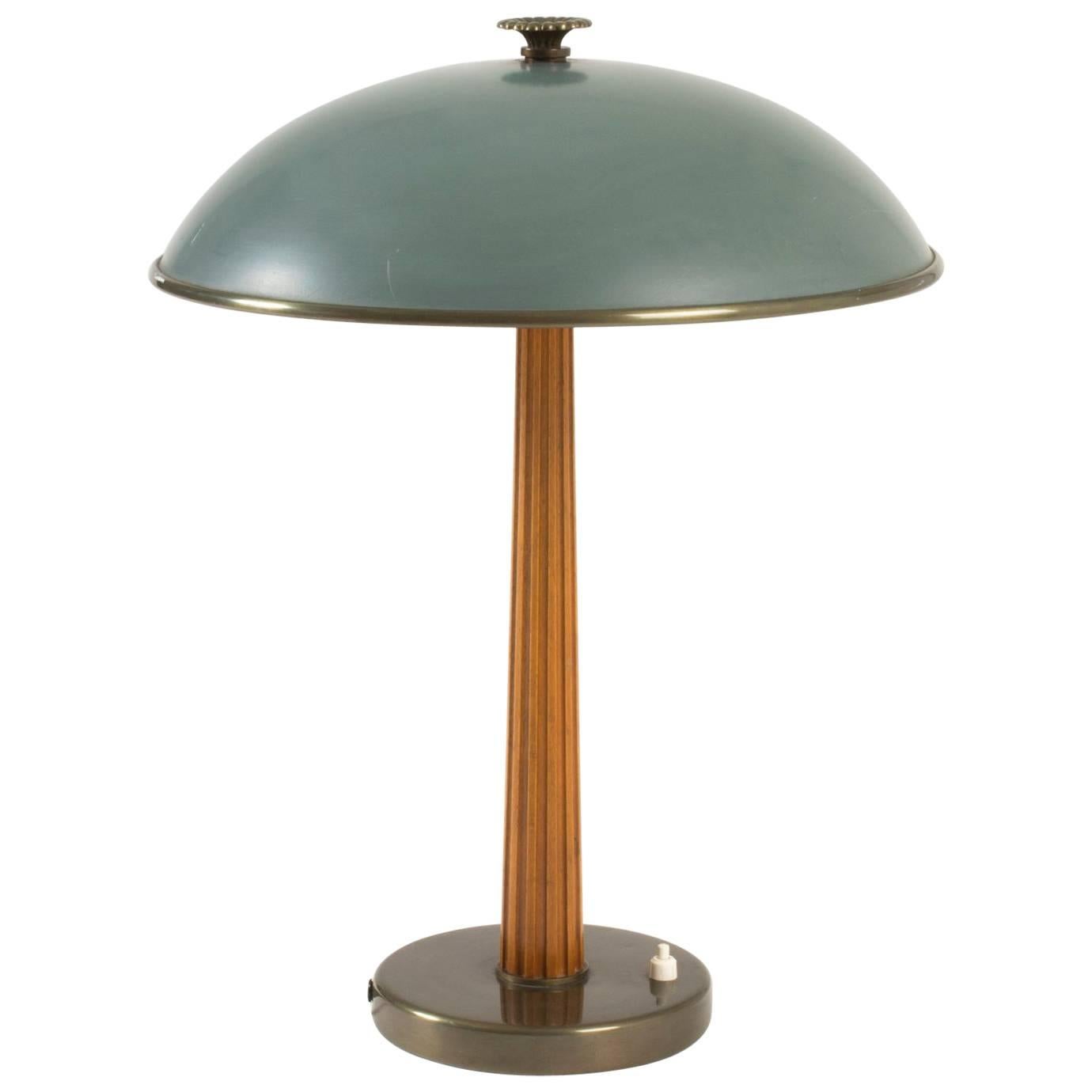 Metal and Mahogany Table Lamp from Böhlmarks