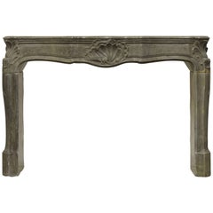 Strong Limestone Louis XV Fireplace Mantel, 18th Century