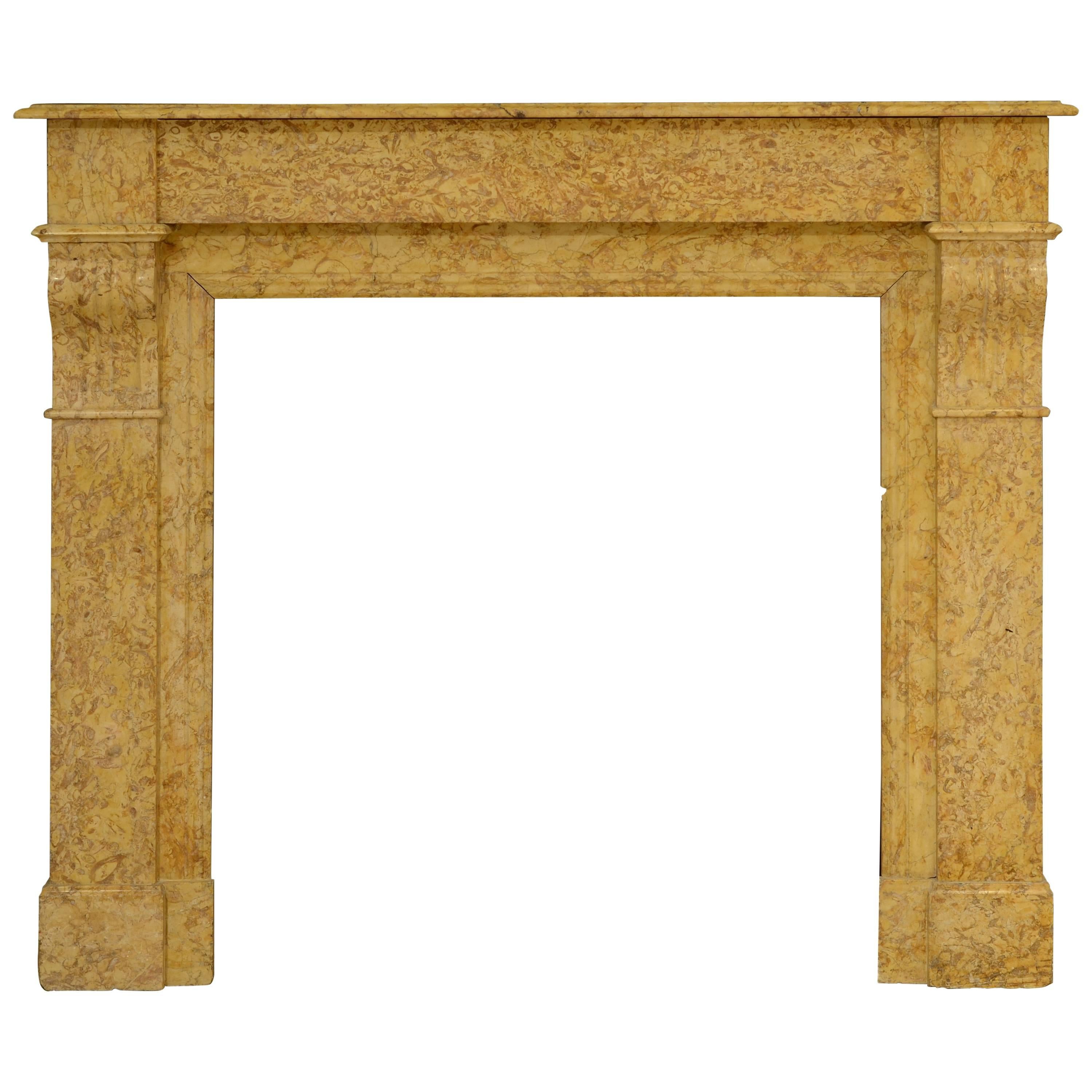 Antique Fireplace in Beautiful Yellow Brocatelle Marble For Sale