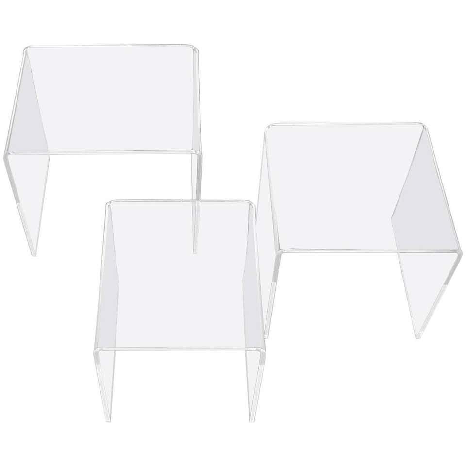 Set of Three Italian Space Age Lucite Acrylic Nesting Tables, Clear ...