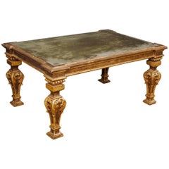 Italian Lacquered and Gild Coffee Table in Wood and Plaster in Louis XVI Style