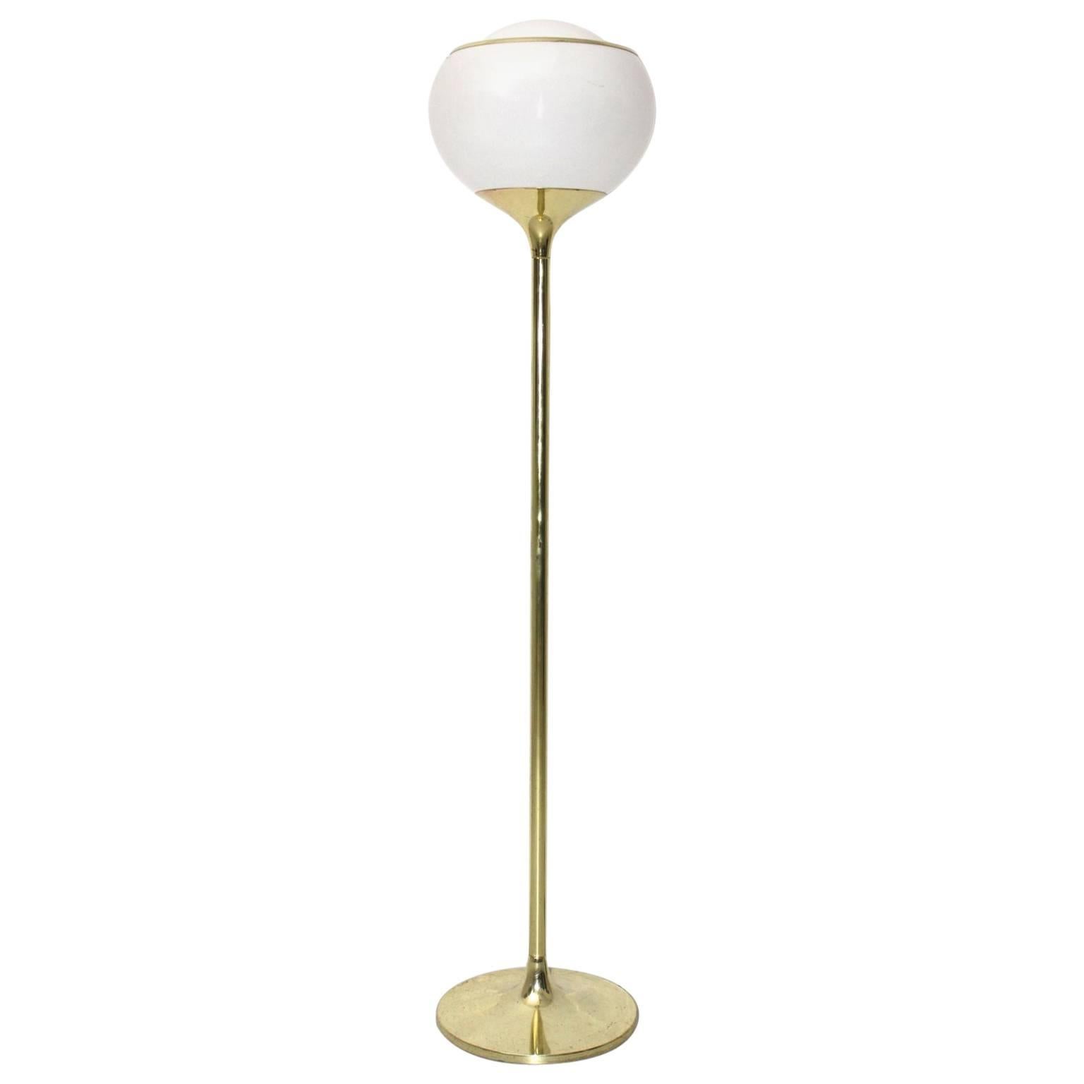 Space Age Vintage Brass Floor Lamp by Harvey Guzzini, circa 1970 For Sale