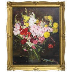Peinture de fleurs Gladioli par Emil Fiala Vienne, années 1930