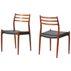N.O. Moller Model 78 Danish Modern Dining Chairs in Teak, Pair