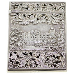 Antique Victorian Silver Card Case Depicting Kenilworth Castle, Nathaniel Mills, 1838