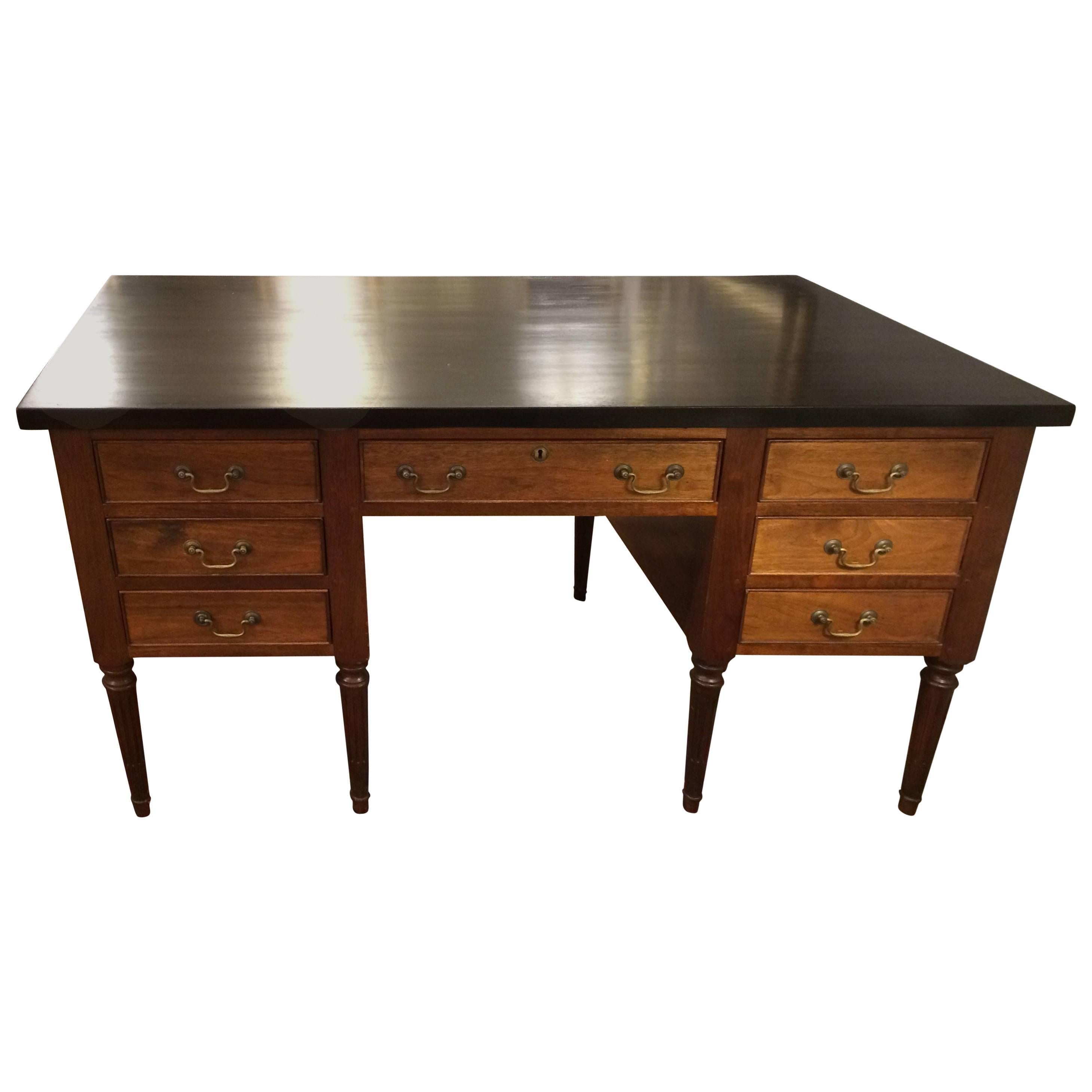 Walnut / Slate Topped Desk at 1stdibs