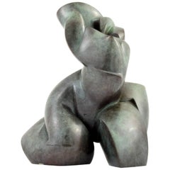 Large Dominique Polles Abstract Bronze Sculpture