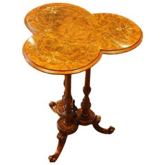 Victorian Inlaid Walnut Clover Top Wine Table