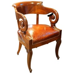 Empire Revival Mahogany Tub Shaped Desk Chair