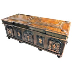 18th Century French Walnut and Inlaid Coffer or Blanket Chest