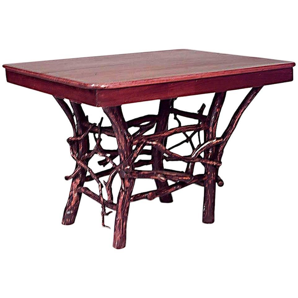 American Rustic Adirondack Twig and Pine Dining Table For Sale