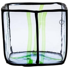 Fulvio Bianconi for Venini Murano Italy Epipedos Vase Green Fulvio Bianconi for Venini Murano Italy Epipedos Vase Green