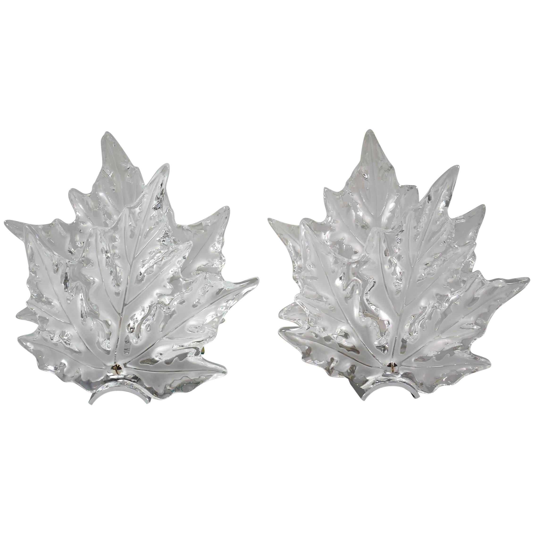 Pair of Crystal Lalique Champs Elysees Wall Sconces