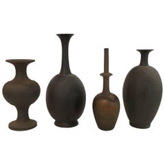 Set of Four Contemporary Stoneware Vases by Koji Toda