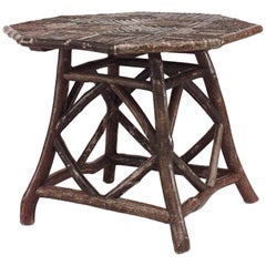 Vintage Rustic Adirondack Style Twig Octagonal Shaped Game Table