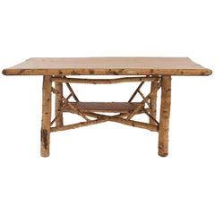 Used Rustic Adirondack Birch Wood Dining Table