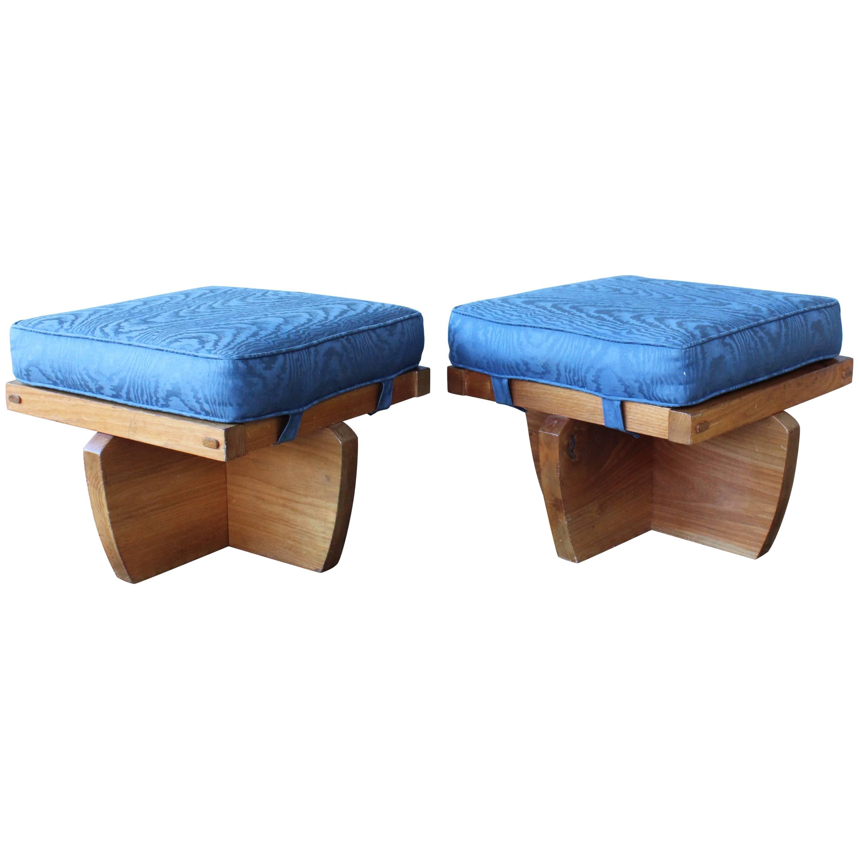 Pair of Stools in the Manner of George Nakashima