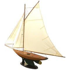 Vintage Large Handmade Sailboat Model Sculpture
