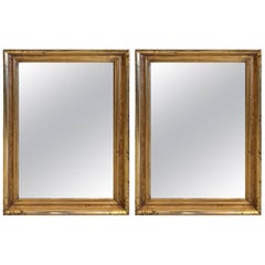 Pair of Elegant Lemon Gilt Antique Rectangular Mirrors