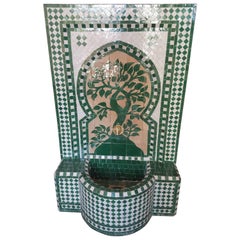 Hunter Green Moroccan Mosaic Fountain, Tree of Life