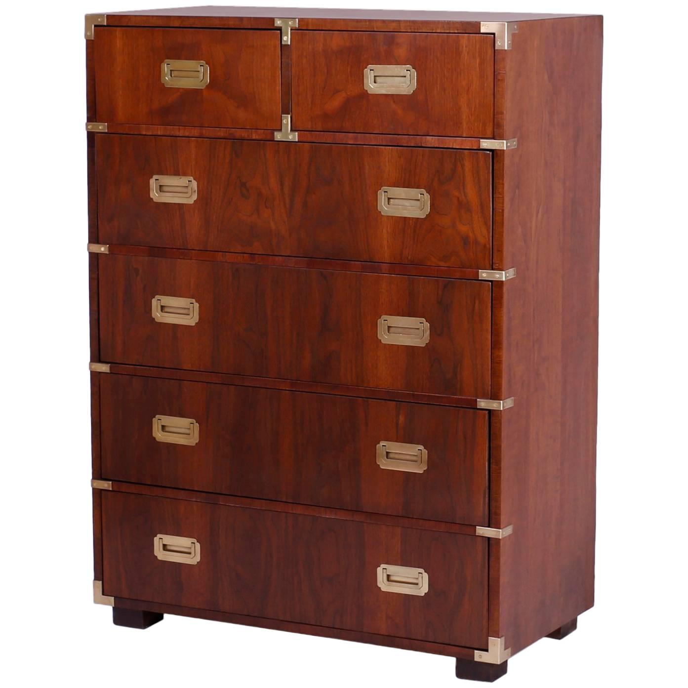 Midcentury Campaign Style Chest of Drawers