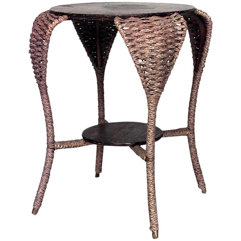 American Victorian Round Seagrass End Table
