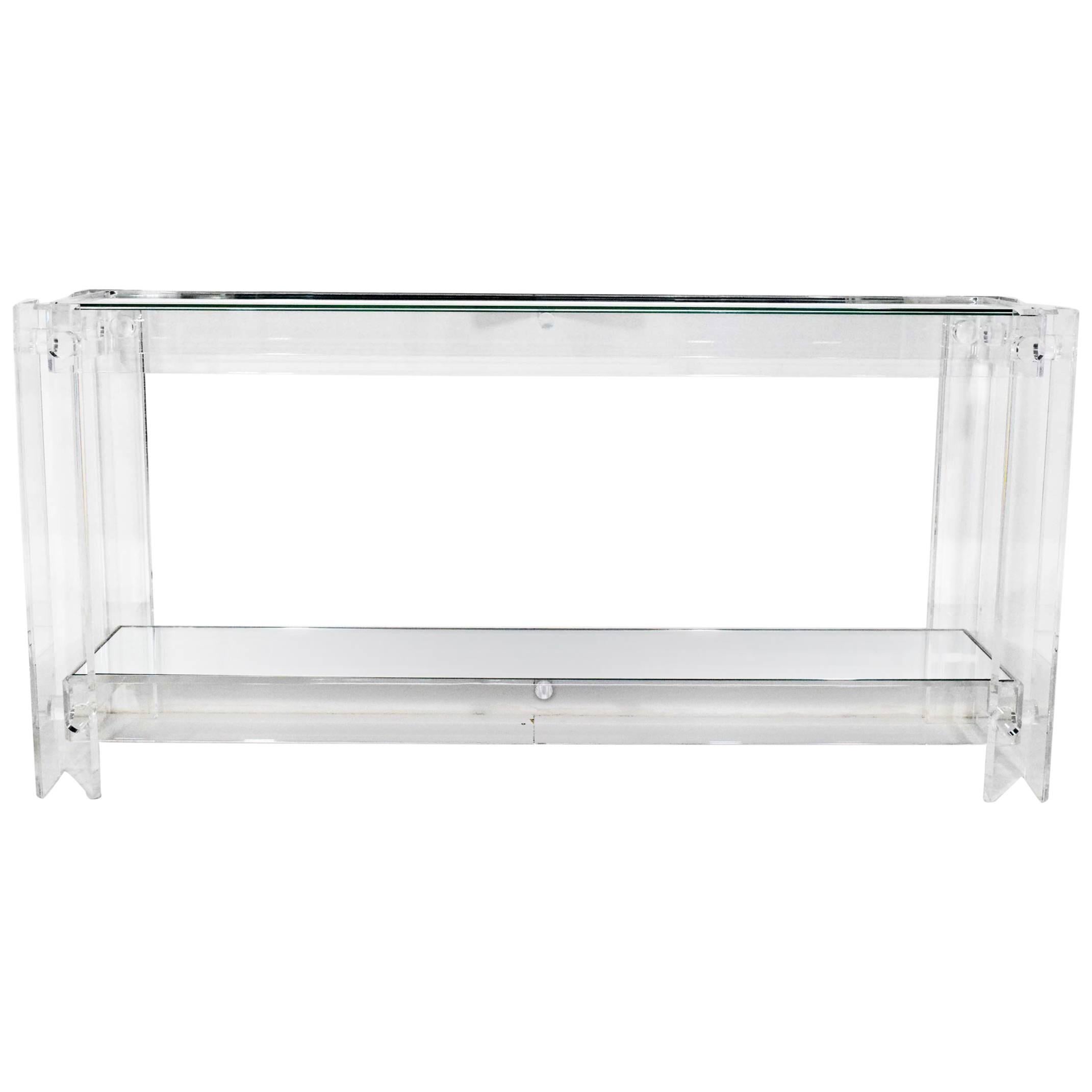 Lucite with Mirrored Top Console Table