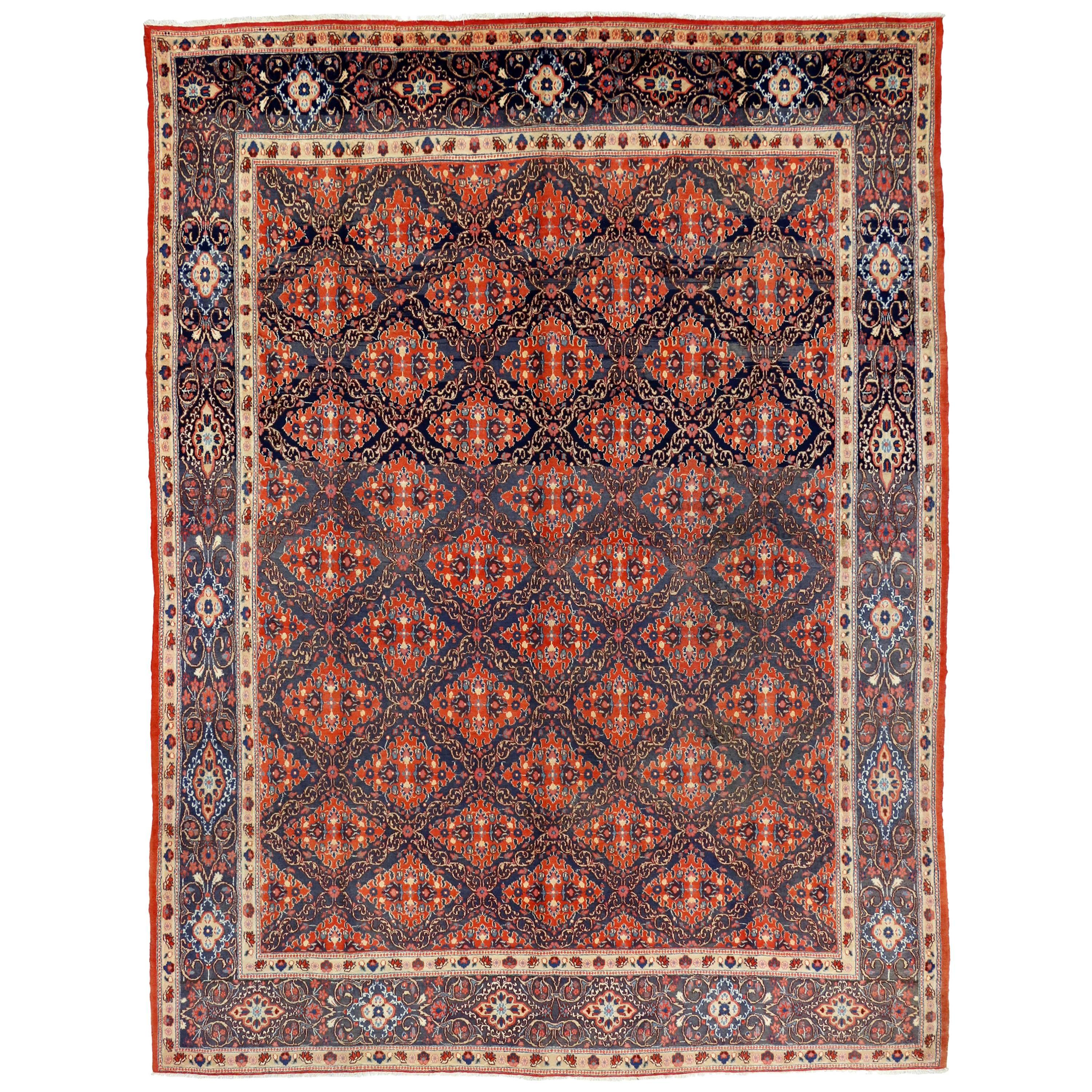 Vintage Persian Mashhad Rug with Modern Federal Style For Sale