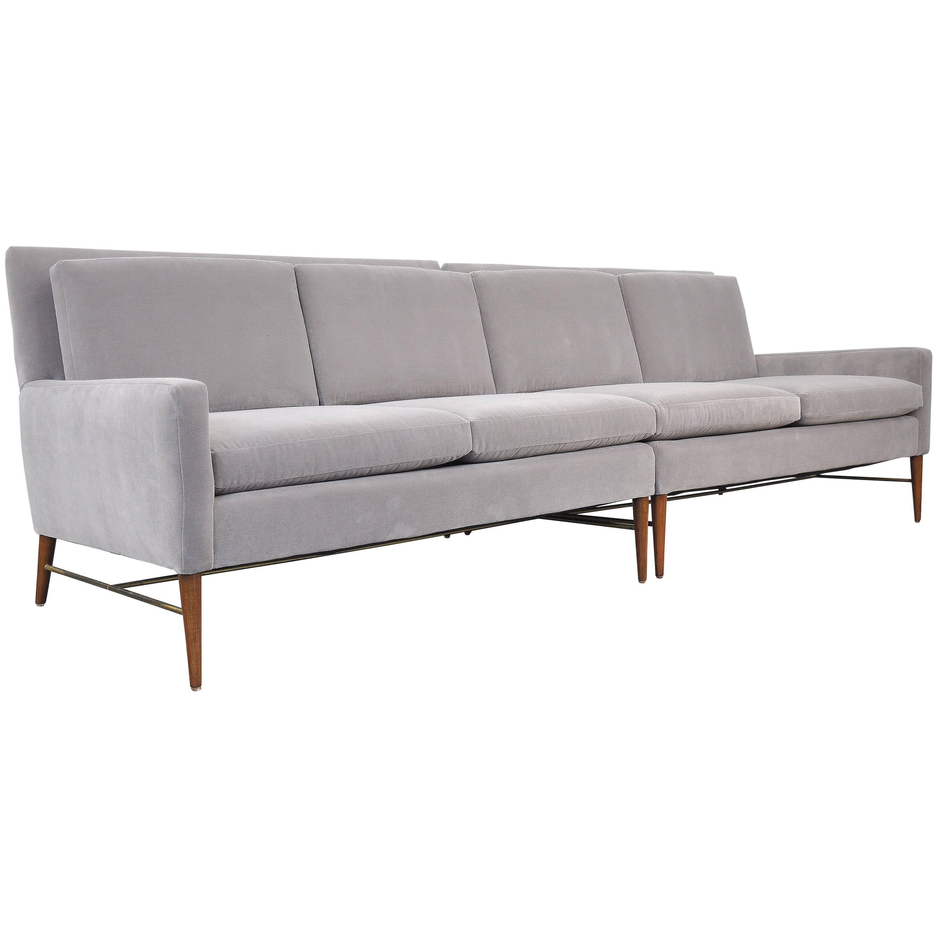 Paul McCobb for Directional Grey Velvet Sectional Sofa