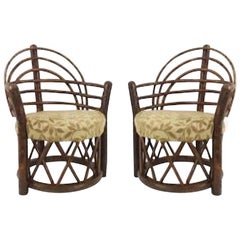 Used Pair of Old Hickory Paisley Lattice Armchairs