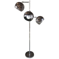 Koch & Lowy Three Globe Adjustable Chrome Floor Lamp Light