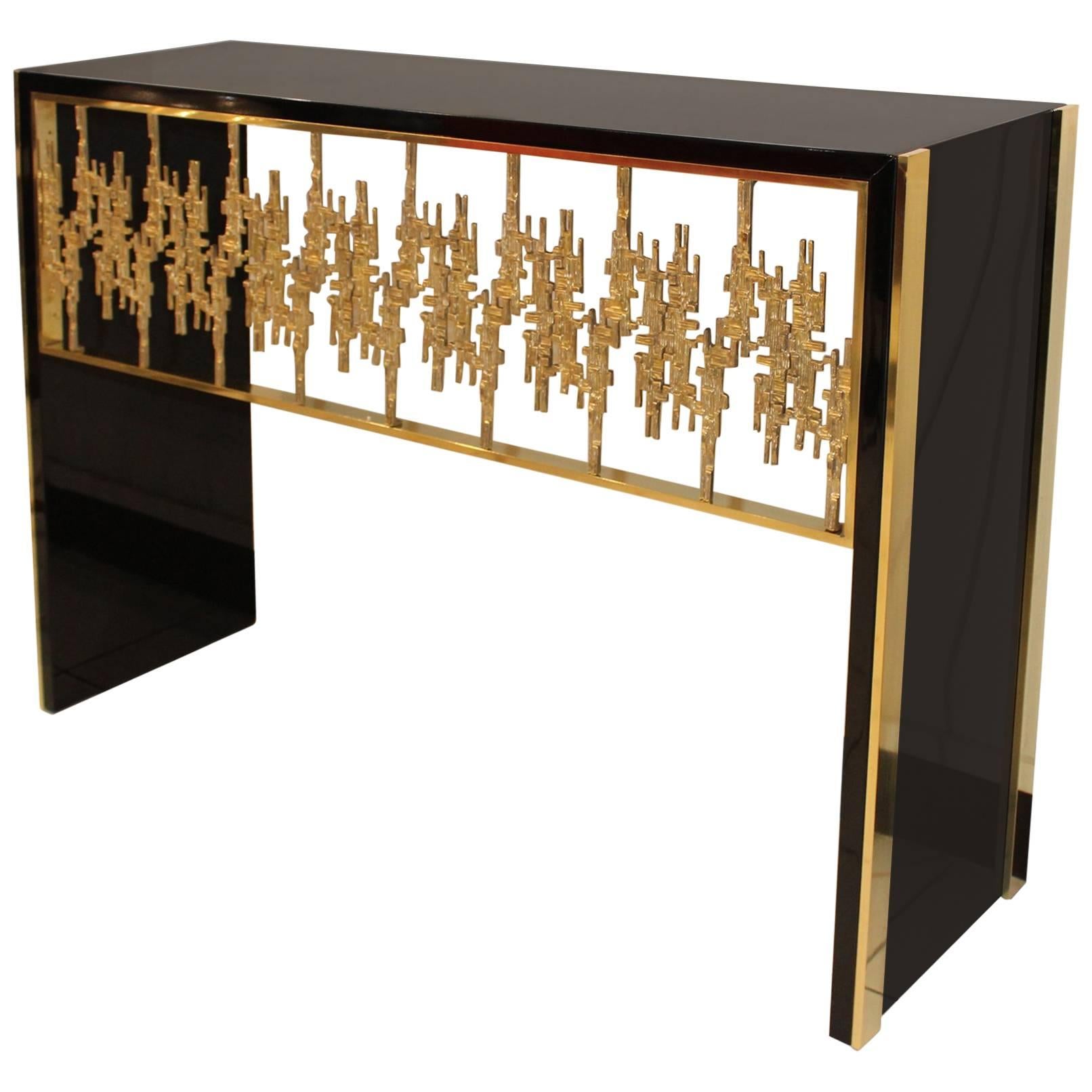 Lacquered Console with Gilded Bronze Decor