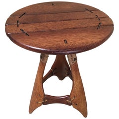 Rustic Leather and Palmwood Side Table