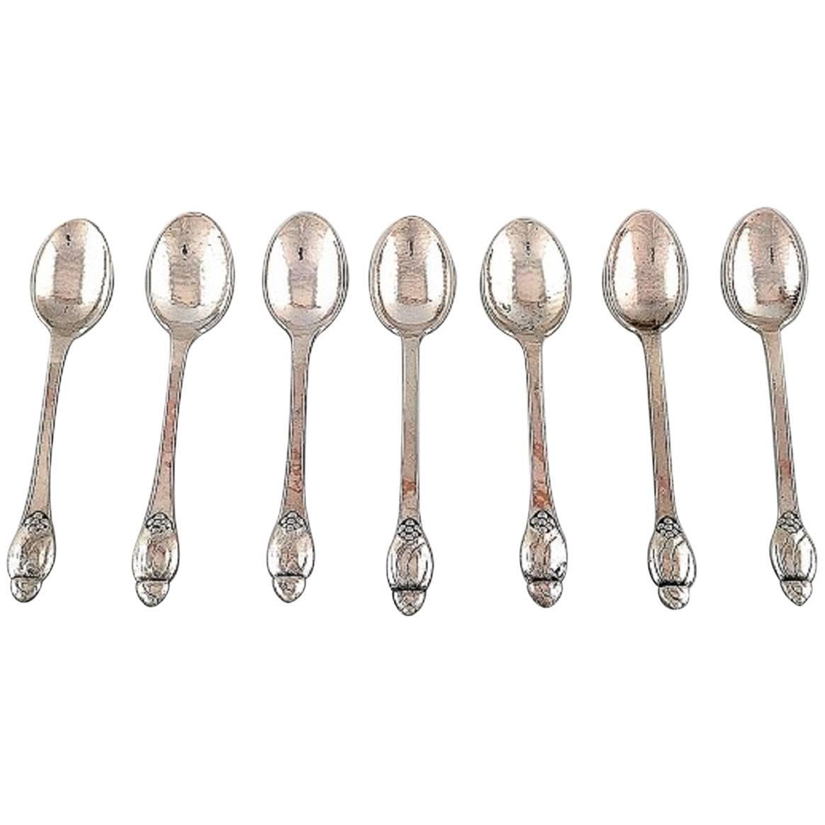 Evald Nielsen Number 6, Teaspoon in Silver. 7 Spoons in Stock. Denmark 1920/30s For Sale