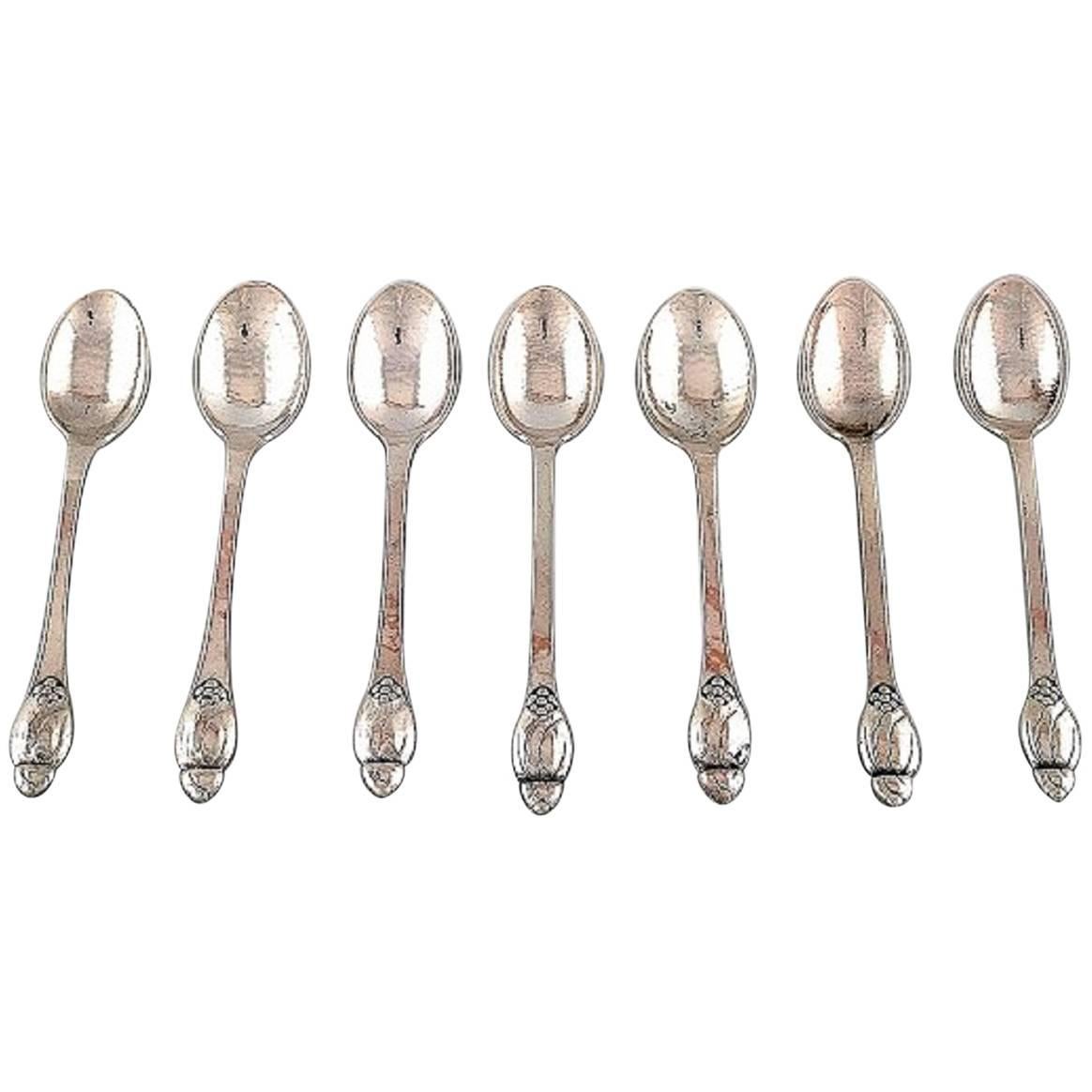 Evald Nielsen Número 6, Cuchara de té en plata. 7 Cucharas en Stock. Dinamarca 1920/30