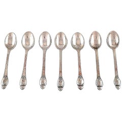 Antique Evald Nielsen Number 6, Teaspoon in Silver. 7 Spoons in Stock. Denmark 1920/30s