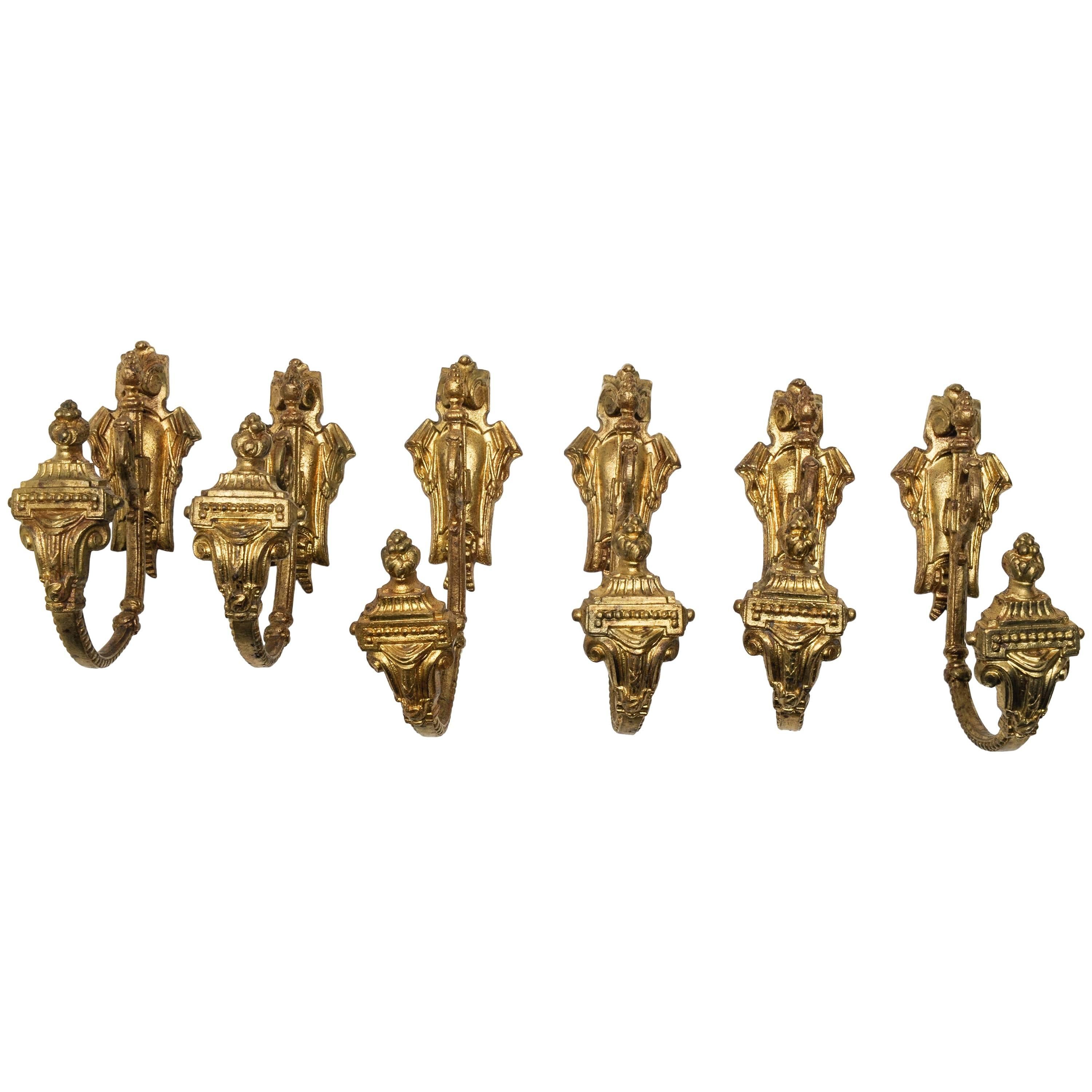 Old Elegant bronze  Courtain Supports or Tiebacks - Six -