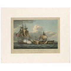 Antique Print of the Capture of La Vengeance by T. Sutherland, circa 1816