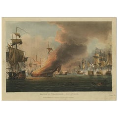 Antiker Druck der Schlacht von Trafalgar, „Pl. III. von T. Sutherland, 1816