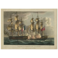 Antique Print of the Capture of L'immortalité by T. Sutherland, 1816