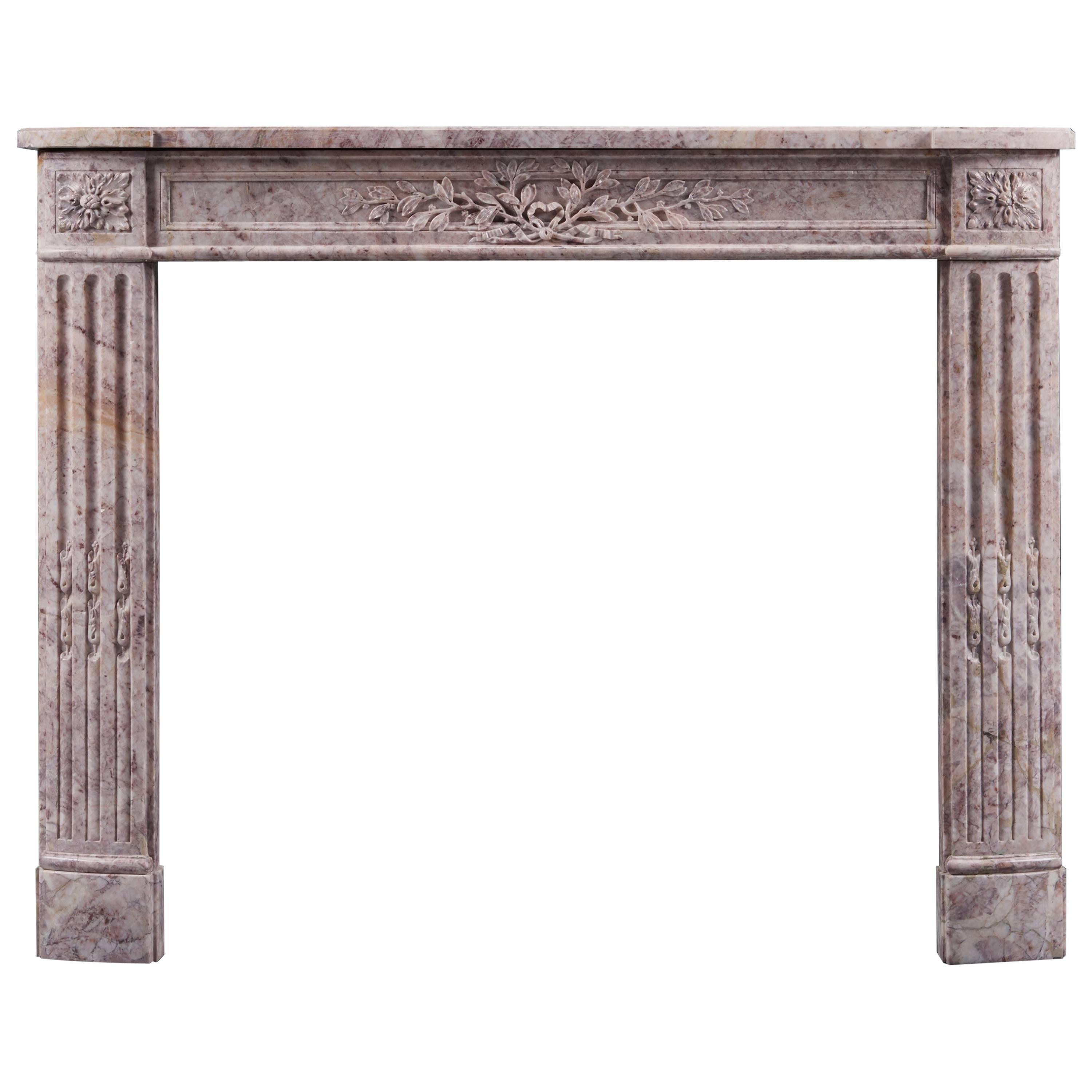 Antique 19th Century Louis XVI Style Rosso Antico Marble Fireplace