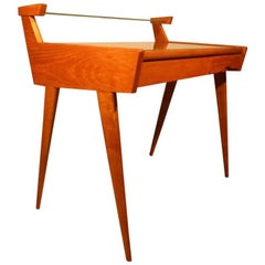 Desk Mid-Century Modern Italian Design in Birch 1950s Geometric Form