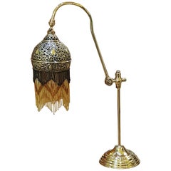 Edwardian Persian Influenced Pierced Brass Table Lamp