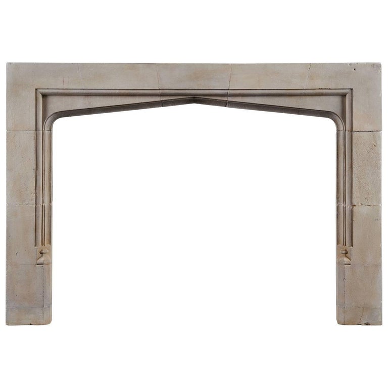 Antique 17th Century Style Limestone Fireplace Frame For Sale