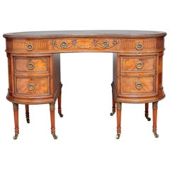 Antique Early 20th Century Satinwood Kidney Desk