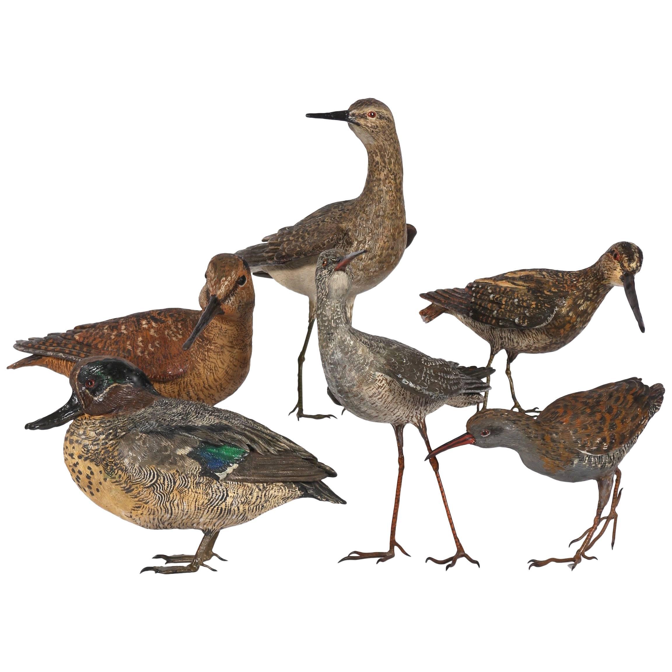 Set of Six Terracotta Birds, French, circa 1930 For Sale