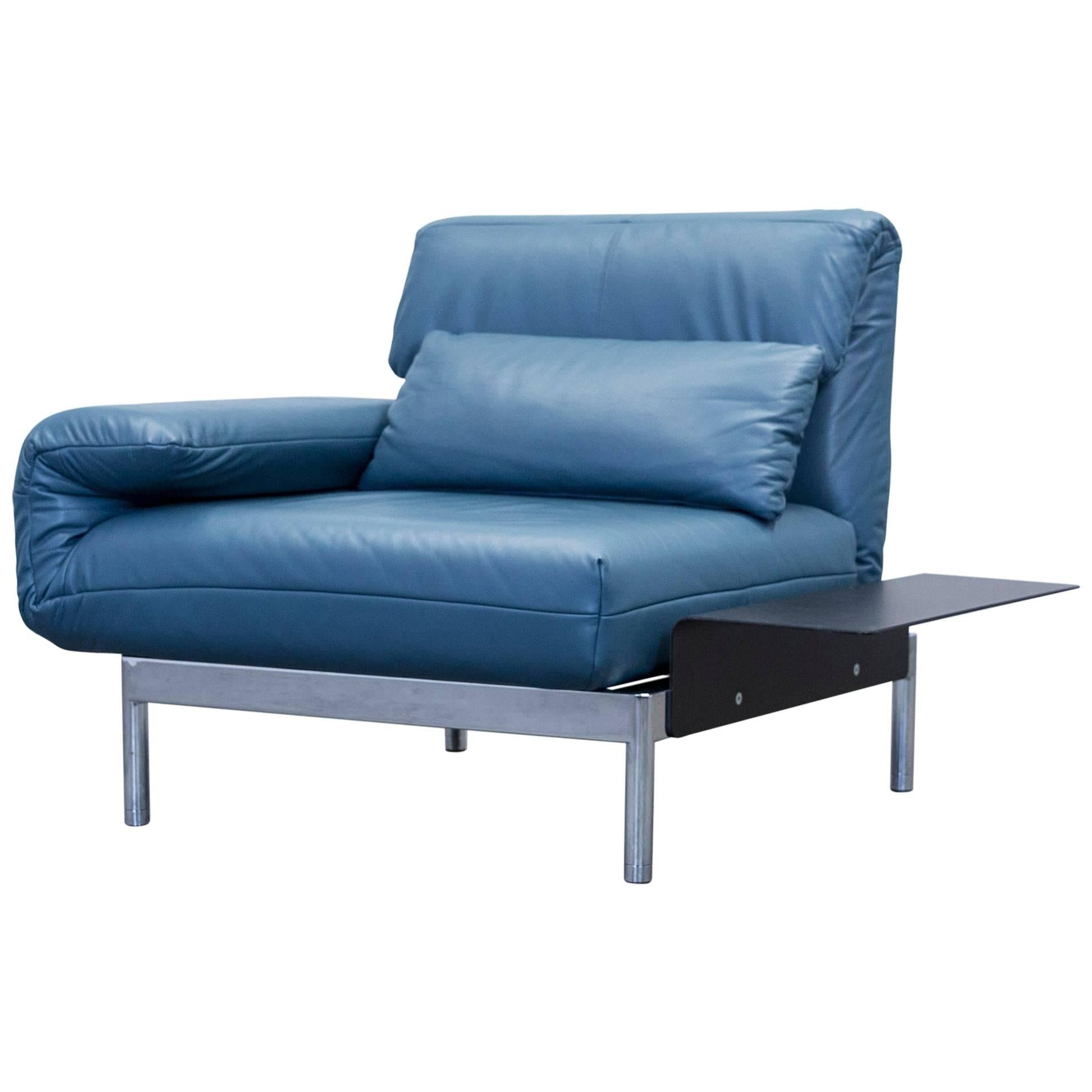 Rolf Benz Plura Designer Chair Leather Blue Function Couch Modern For Sale